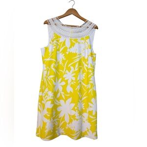 Jessica Howard Yellow Floral Sheath Dress Women’s Size 18 Sleeveless Spring